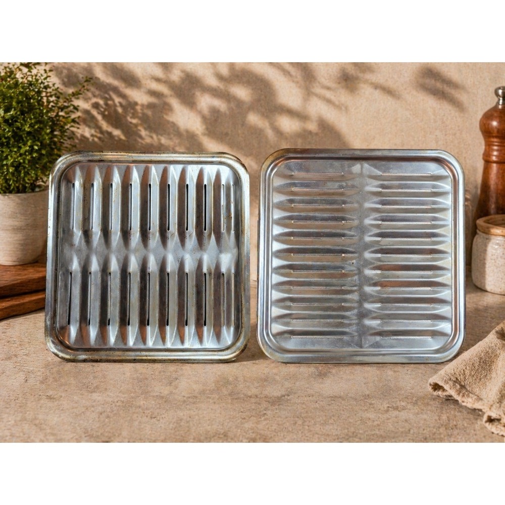 Vintage Stainless Steel Broiler Pan Insert Replacement Tray Slotted 13x9 Inch